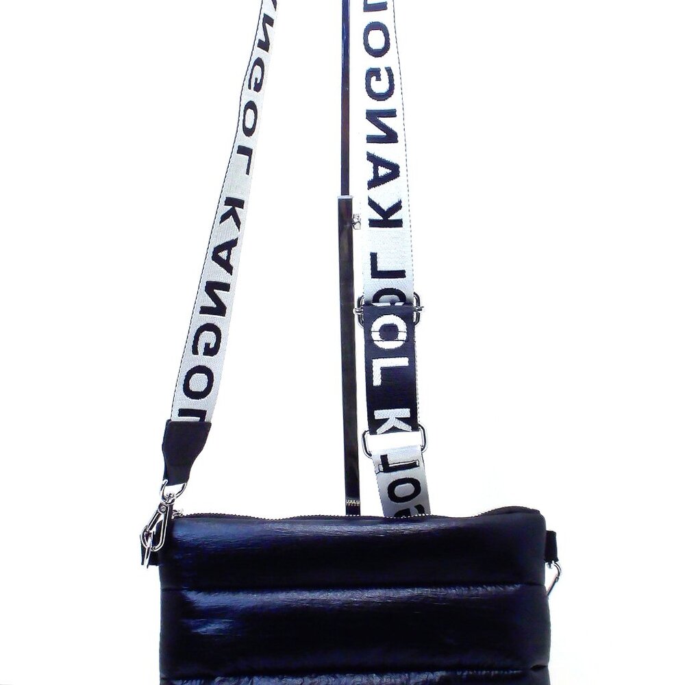 Kangol Limited Edition Puffer Bag in Black and White, with Signature Kangaroo